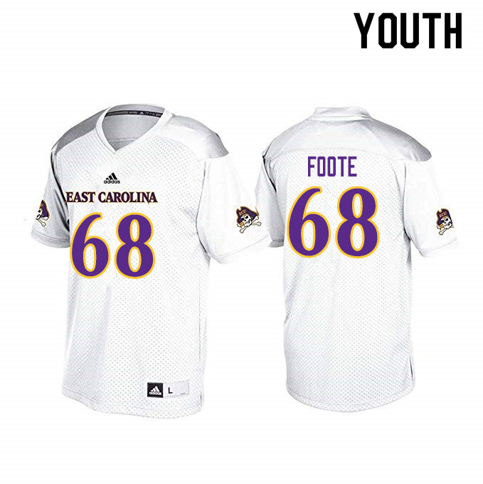 Youth #68 Isaiah Foote ECU Pirates College Football Jerseys Sale-White - Click Image to Close